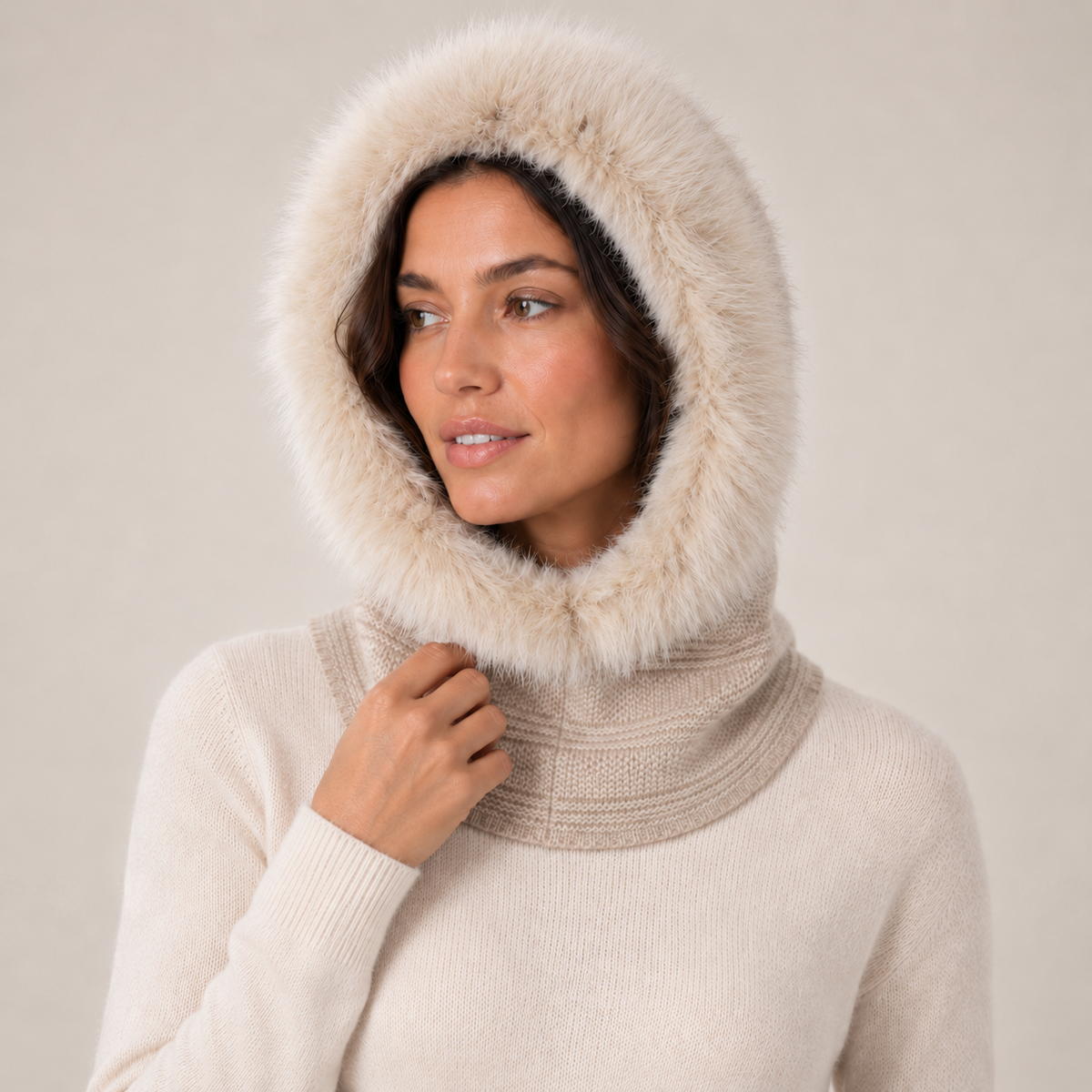 CASHMERE HOOD WITH FUR-9