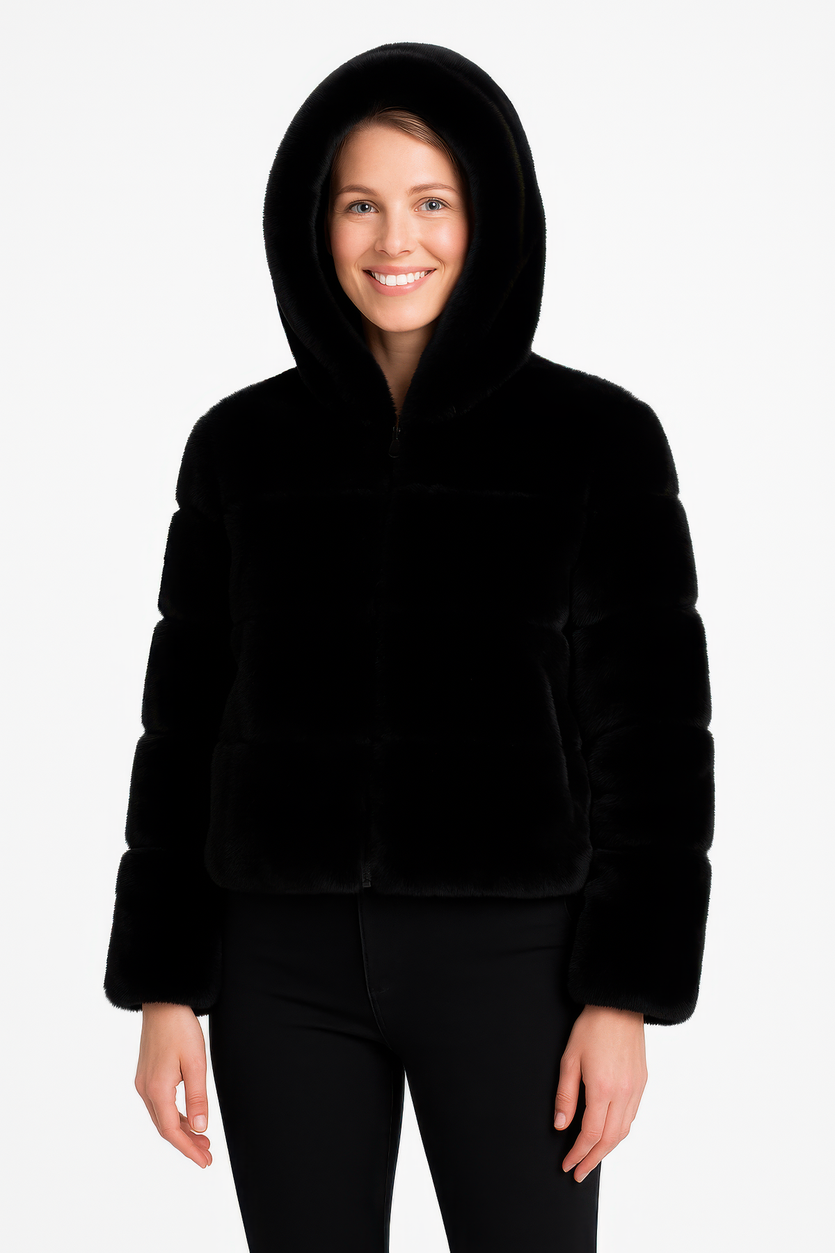 Faux Fur Hooded Jacket-0