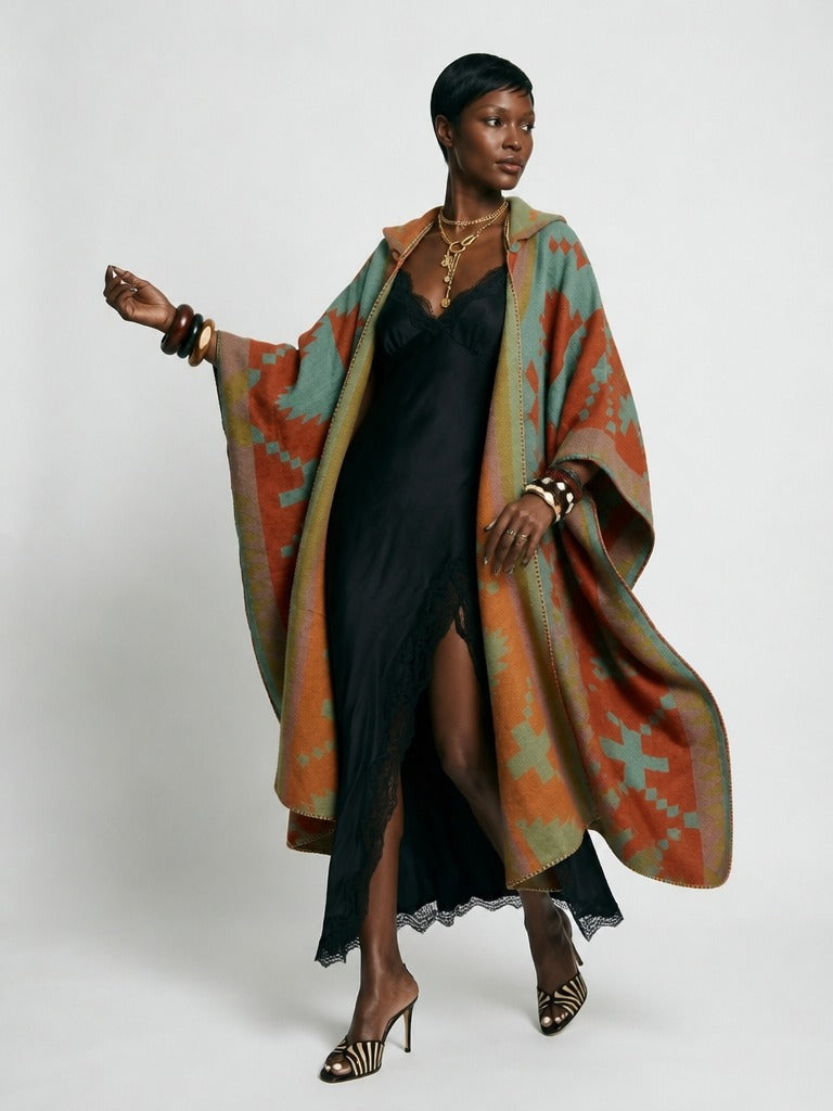 Wanderlust Geometric Hooded Kaftan-0
