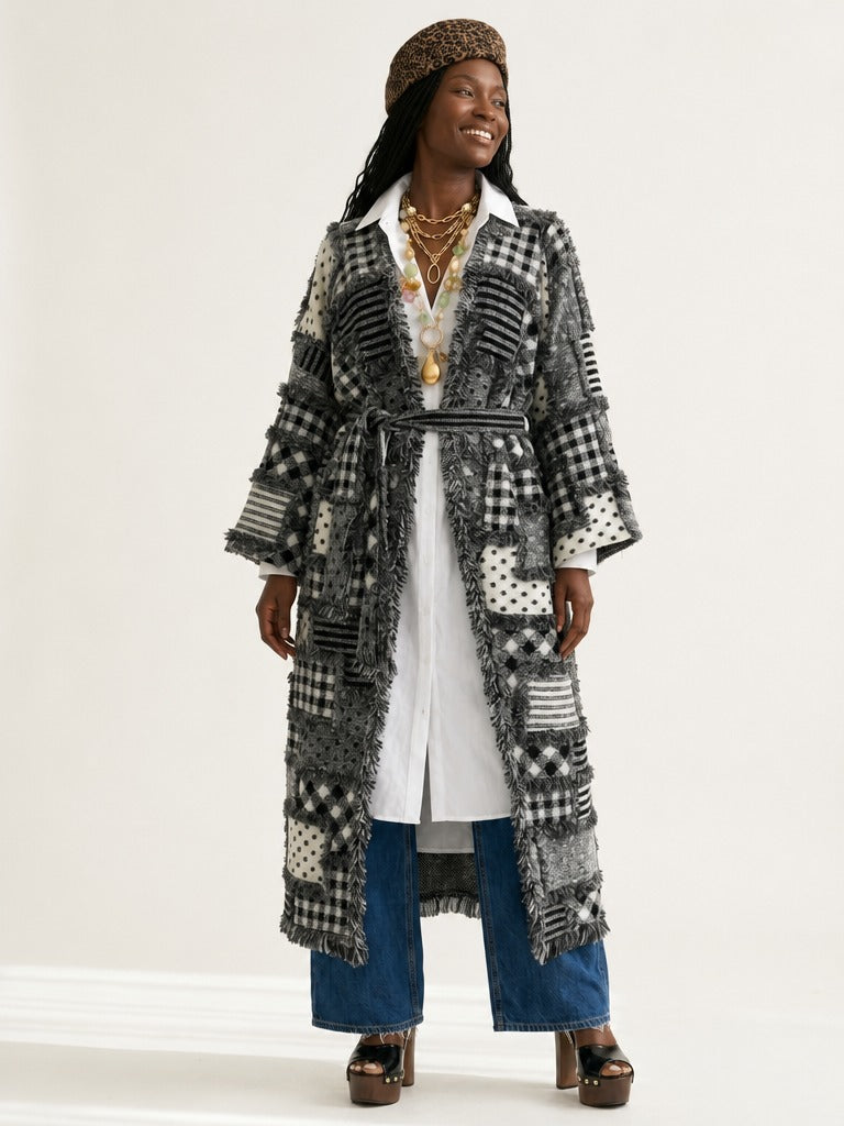 Unique Patchwork Knit Kimono-2