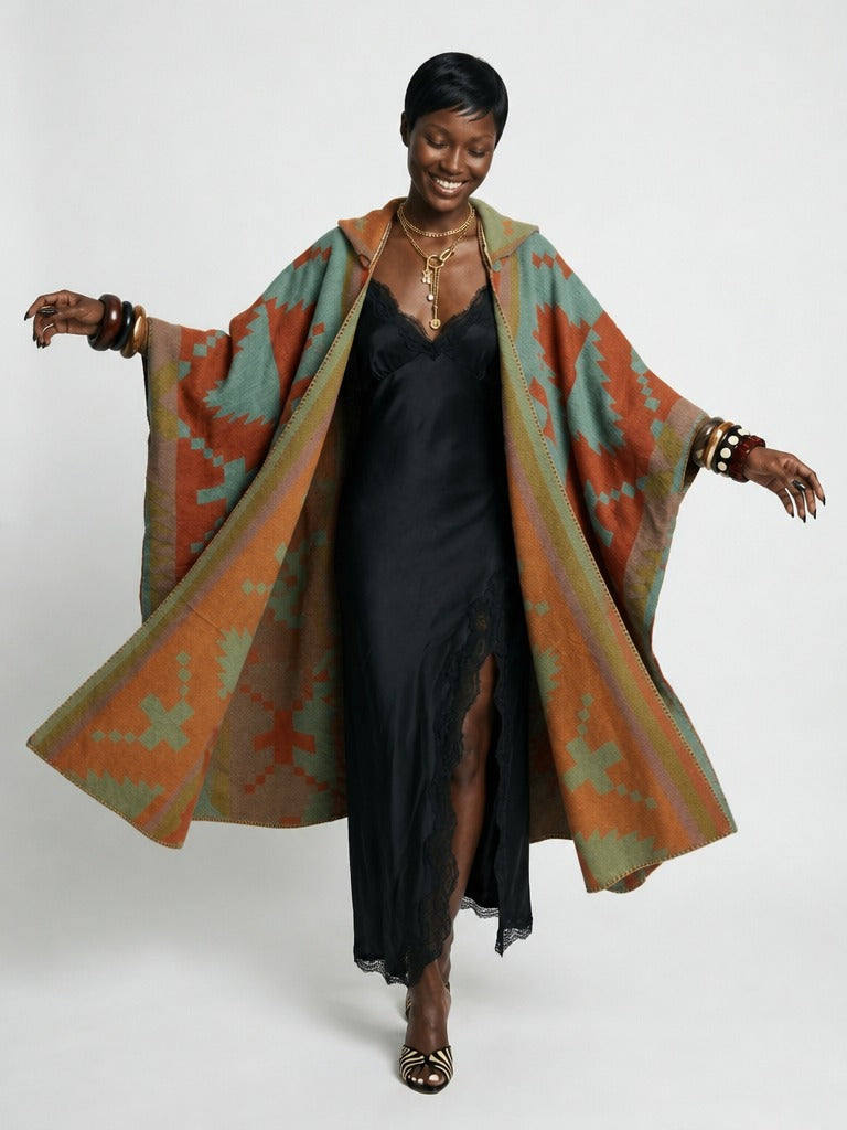 Wanderlust Geometric Hooded Kaftan-1