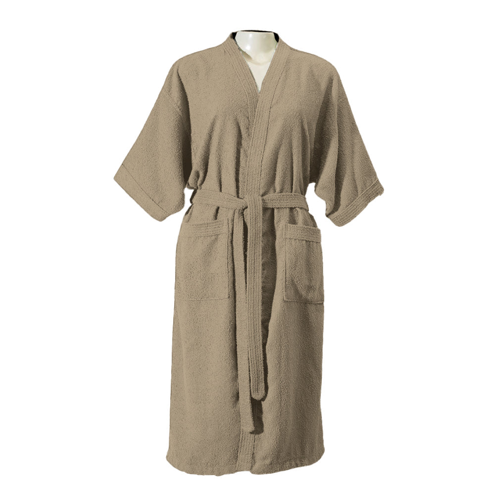 Adult Terry Cotton Bathrobe 39.4 x 21.3 in – 100% Cotton Soft Absorbent Robe One Size-3