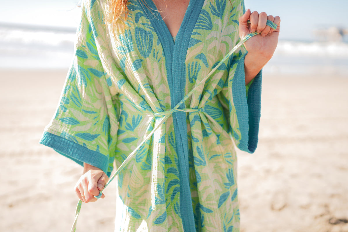 Muslin Cotton Kimono Bathrobe – 100% Turkish Cotton Unisex Muslin Kimono Robe (One Size)-2