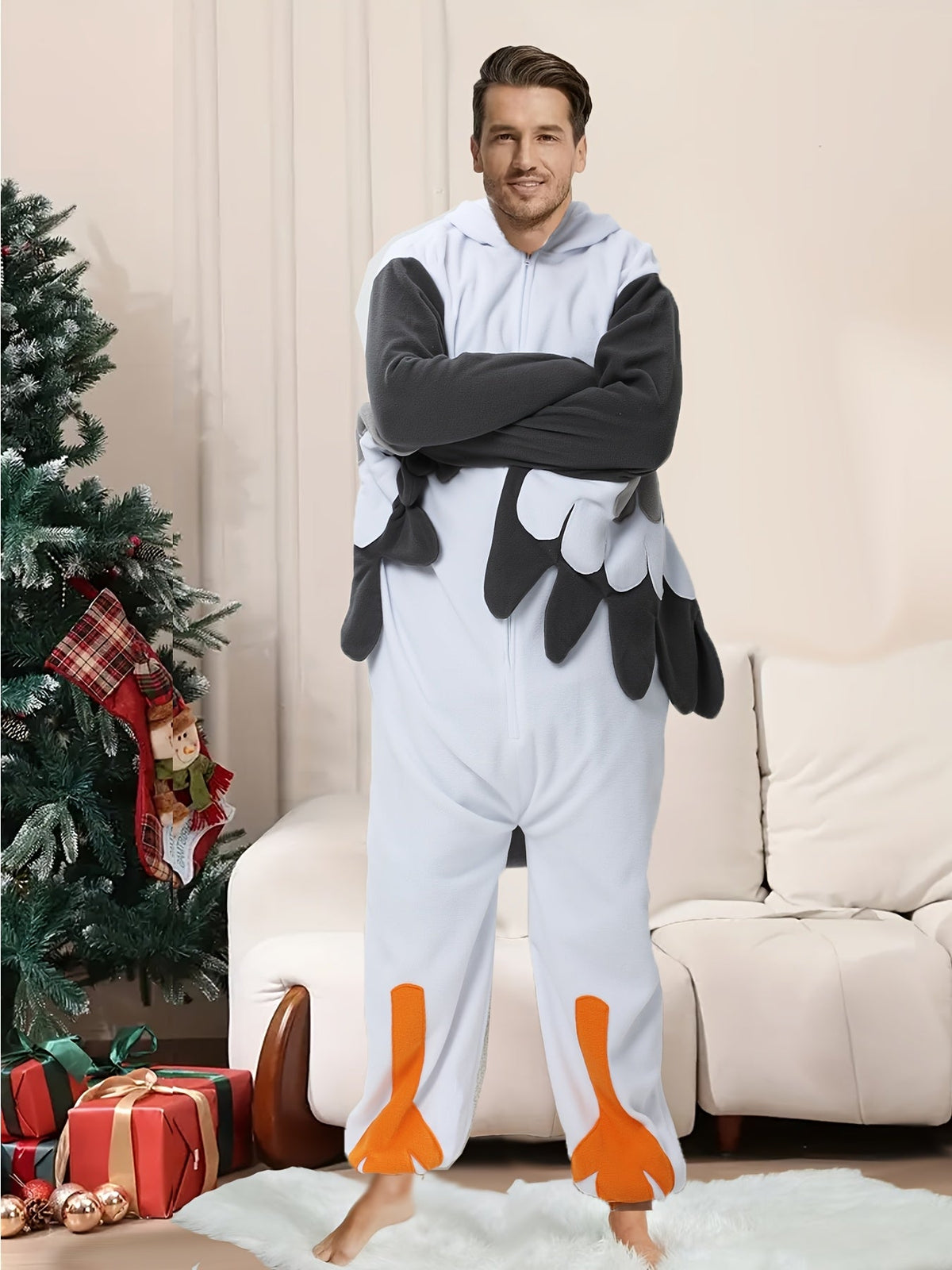 Seagull Cartoon Fleece Onesie Robe-3