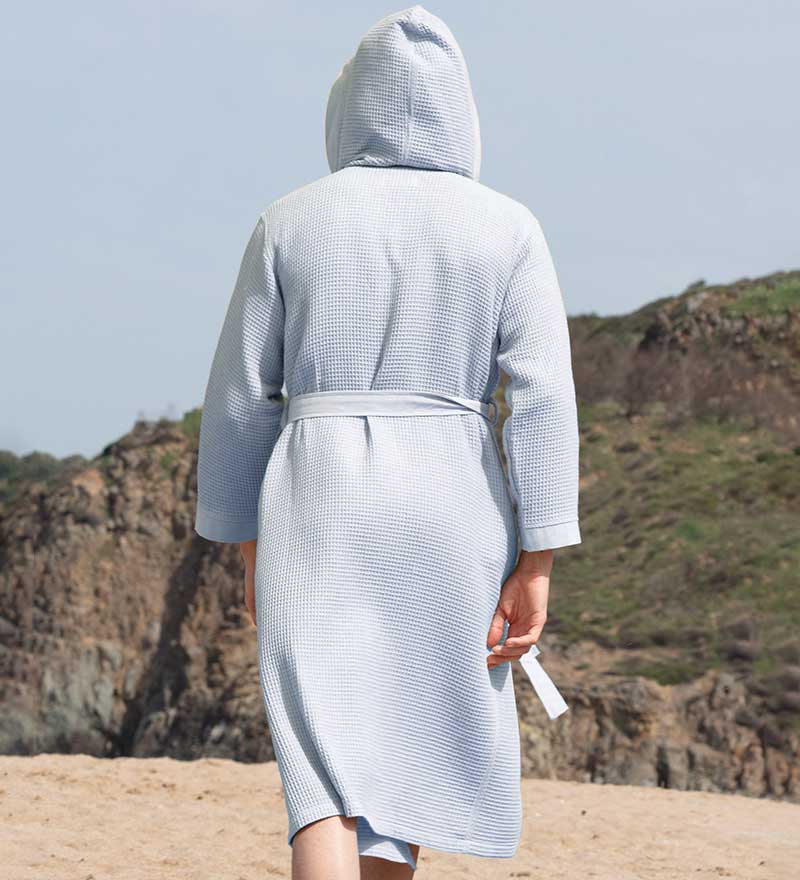 1038 Men's Hooded Turkish Cotton Waffle Robe