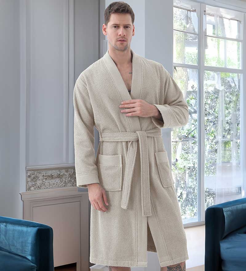 Men's Organic Turkish Terry Cloth Kimono Bathrobe-0