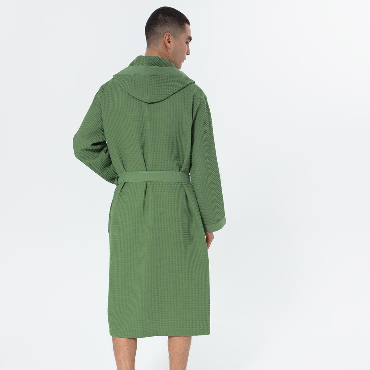 Men's Hooded Turkish Cotton Waffle Robe-6