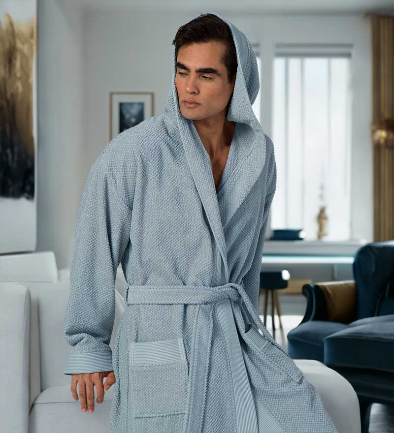 Men's Luxury Turkish Cotton Terry Cloth Robe with Hood-3