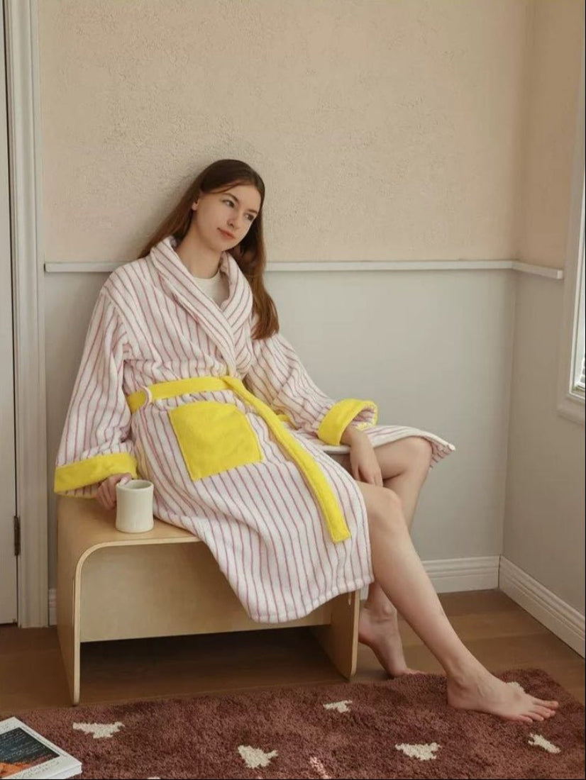 Ultra Soft Whimsical Stripe Bathrobe - 100% Organic Long-stapled Cotton-1