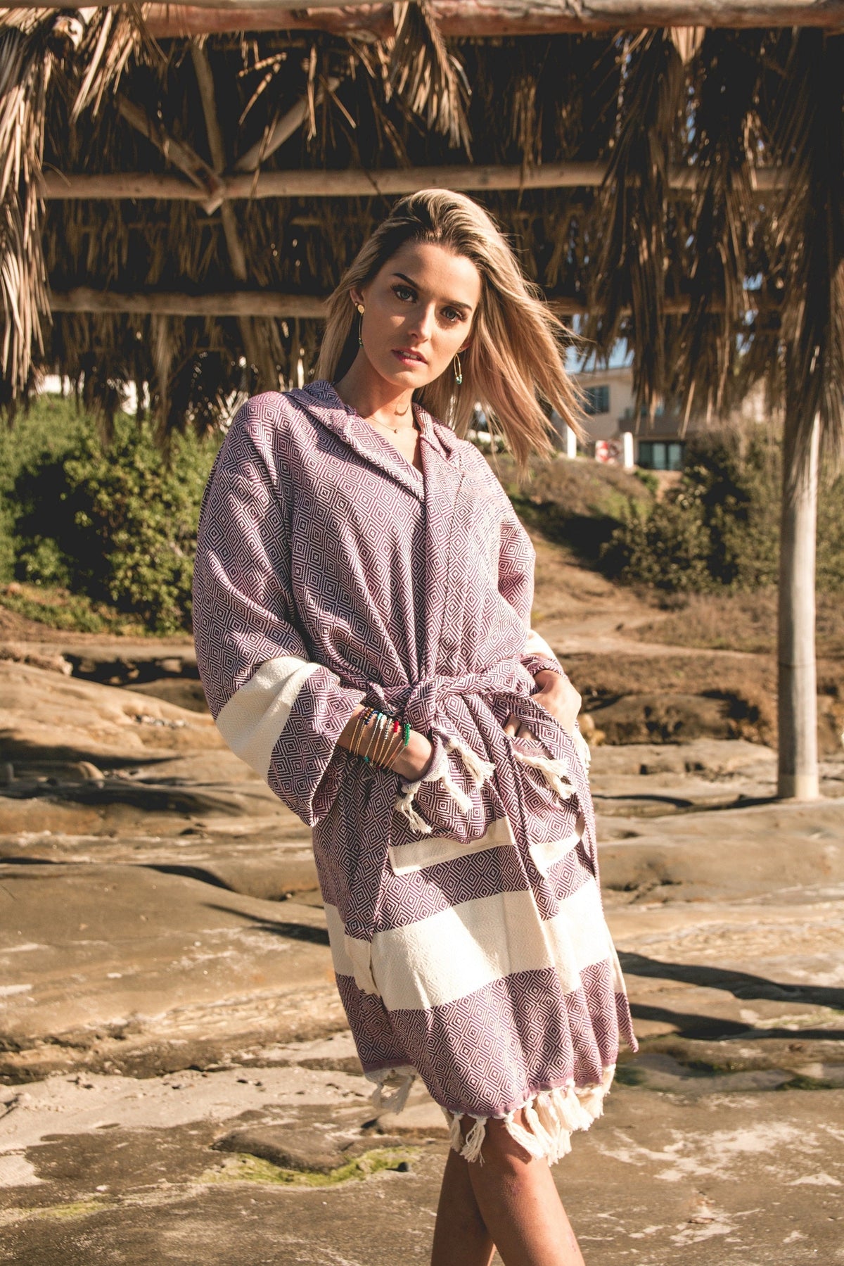 Venice Turkish Towel Bathrobe – 100% Turkish Cotton Unisex Kimono Robe with Deep Pockets & Belt (S/M, L/XL)-5