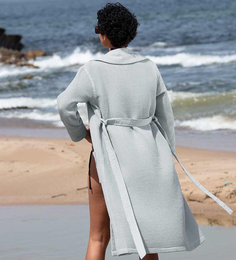 1035 Women’s Lightweight Waffle Spa Robe with Shawl Collar