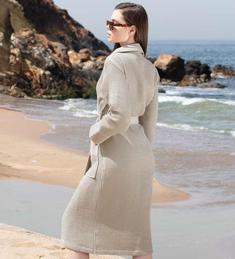 1035 Women’s Lightweight Waffle Spa Robe with Shawl Collar