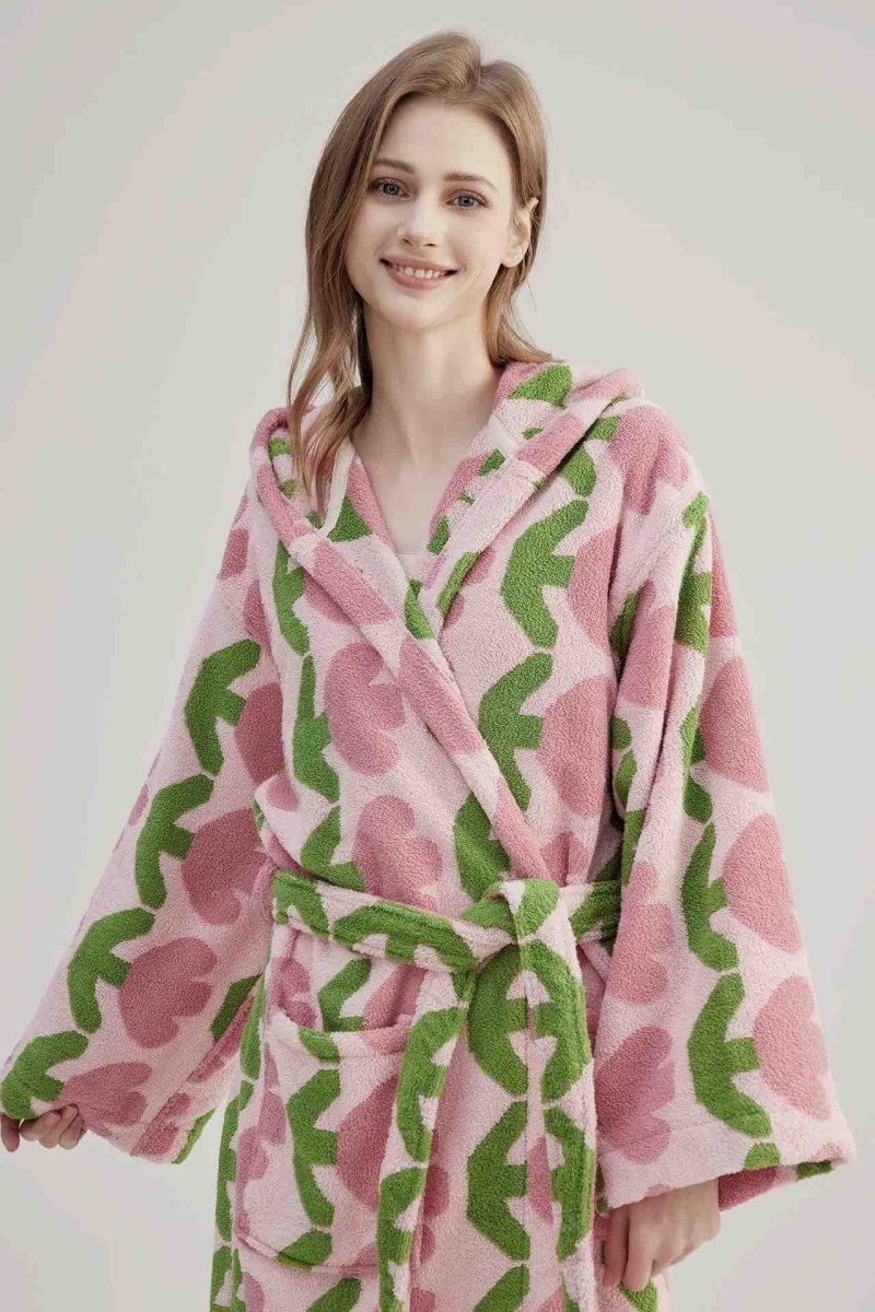 Whimsical Tulip Hooded Bath Robe - 100% Organic Long-stapled Cotton-0