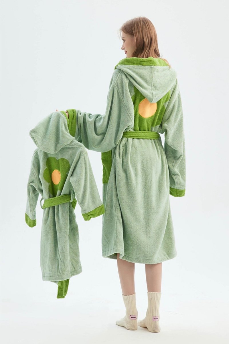 Whimsical Ultra Soft Sunflower Hooded Bathrobe - 100% Organic Long-stapled Cotton-0