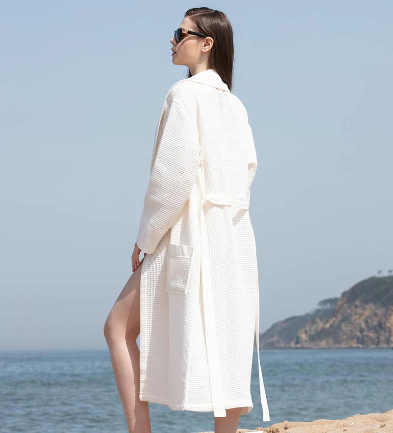 1035 Women’s Lightweight Waffle Spa Robe with Shawl Collar