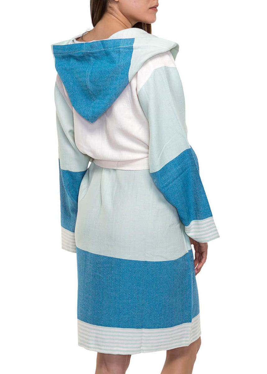 Turkish Cotton Hooded Bathrobe – Lightweight Multi-Color Robe (Shipping fees may apply)-7