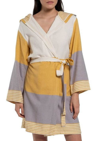 Turkish Cotton Hooded Bathrobe – Lightweight Multi-Color Robe (Shipping fees may apply)-6