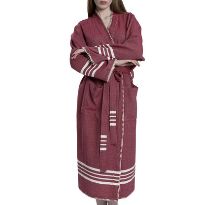 Organic Turkish Cotton Kimono Bathrobe – Lightweight Spa & Home Robe (Shipping fees may apply)-5