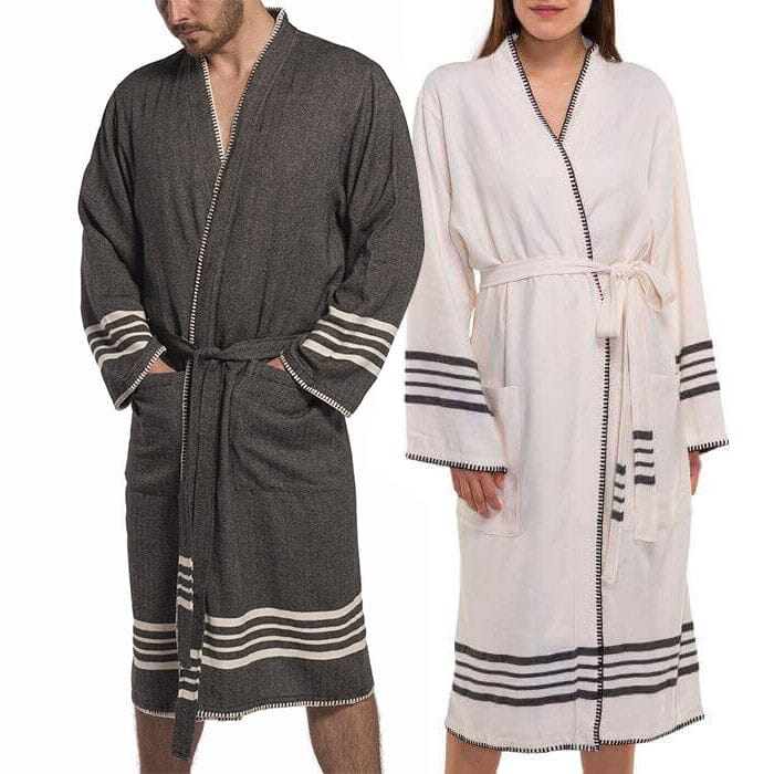Organic Turkish Cotton Kimono Bathrobe – Lightweight Spa & Home Robe (Shipping fees may apply)-2