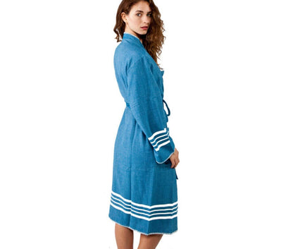 Organic Turkish Cotton Kimono Bathrobe – Lightweight Spa & Home Robe (Shipping fees may apply)-6