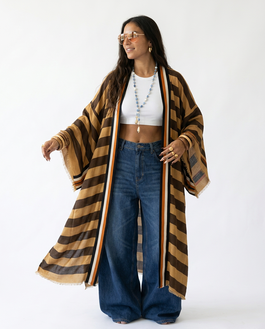 Wanderlust Striped Boho Kimono-0