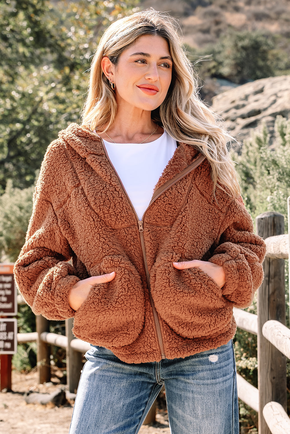 Bethany Up Hooded Sherpa Jacket