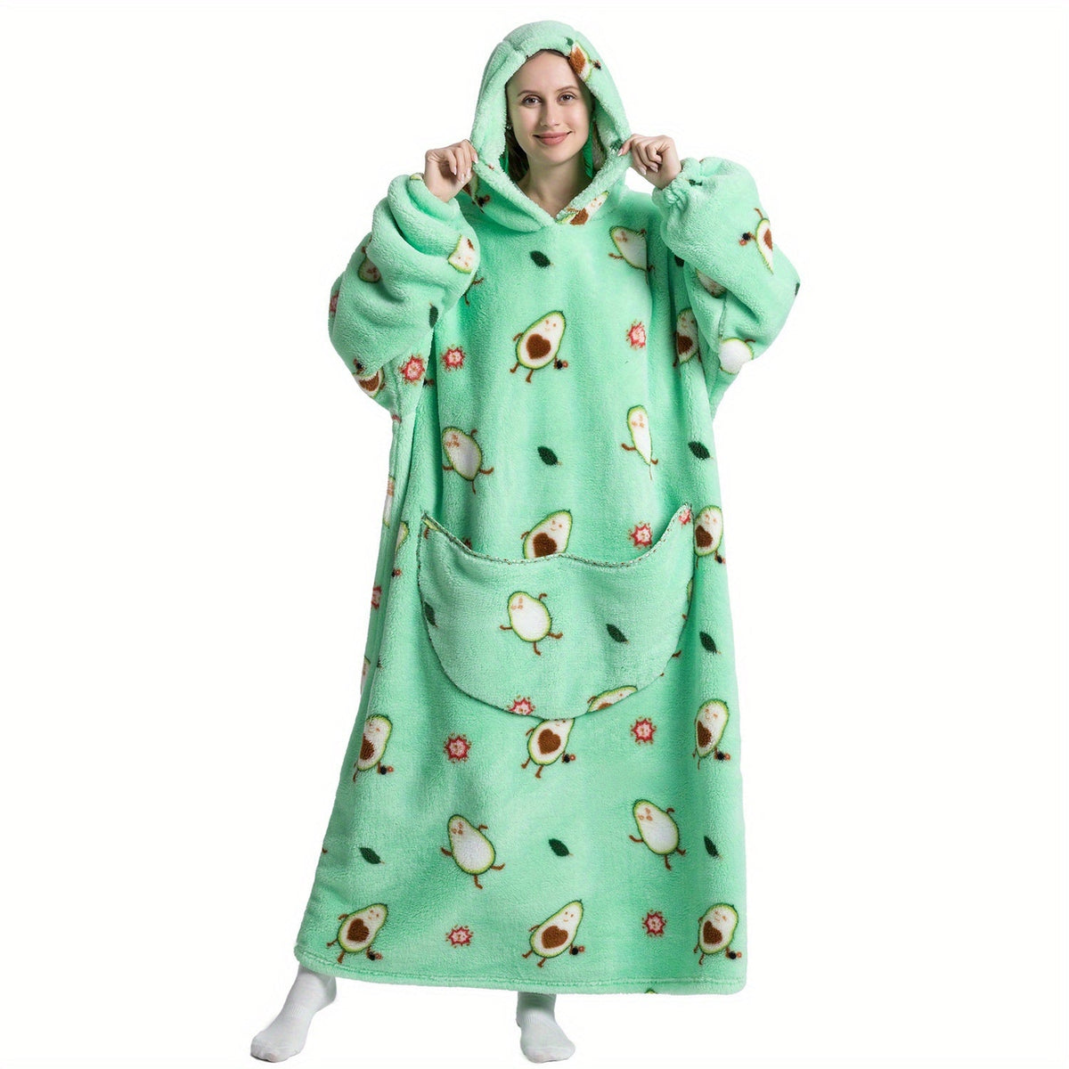 Sherpa Fleece Oversized Hoodie Blanket Sweatshirt-0