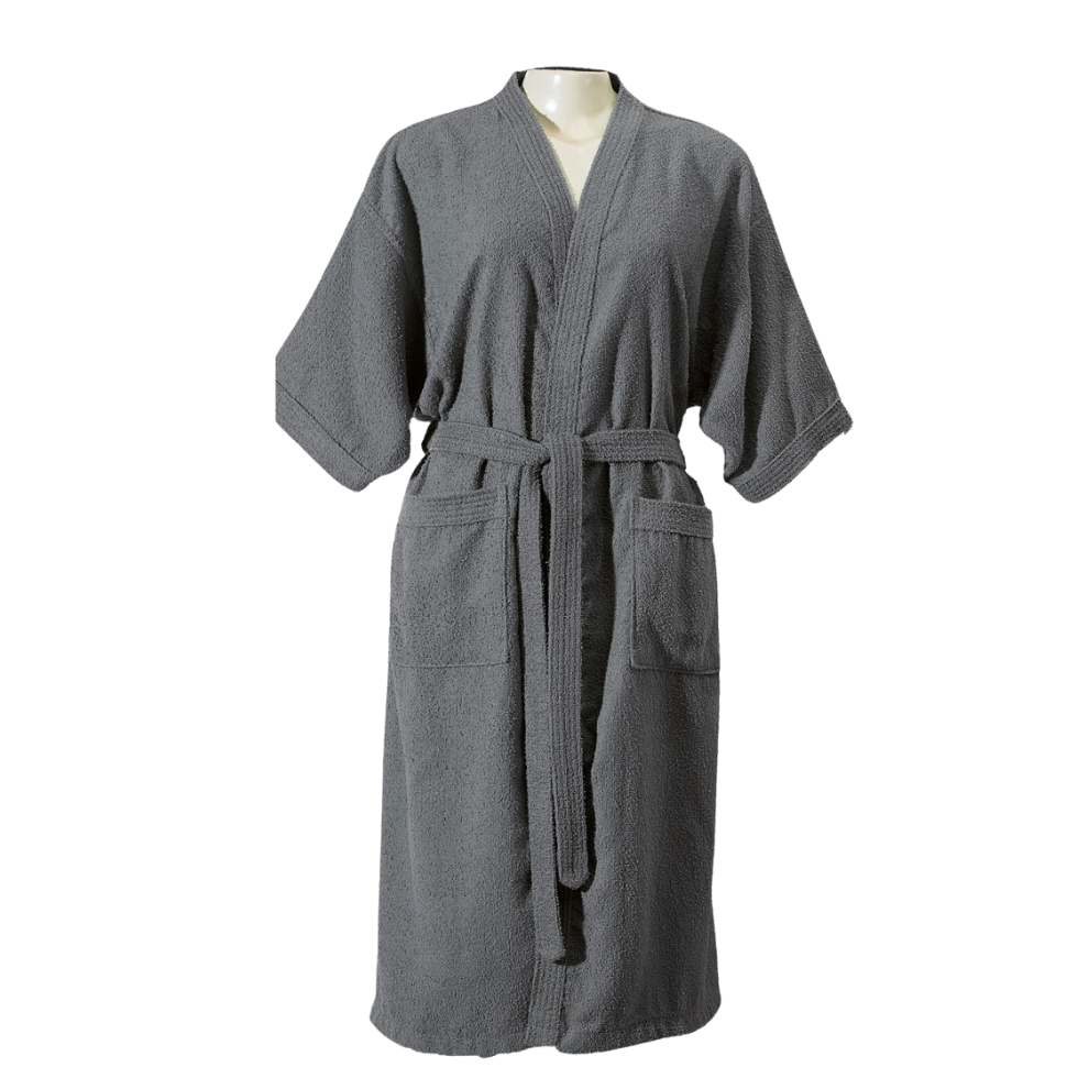 Adult Terry Cotton Bathrobe 39.4 x 21.3 in – 100% Cotton Soft Absorbent Robe One Size-1