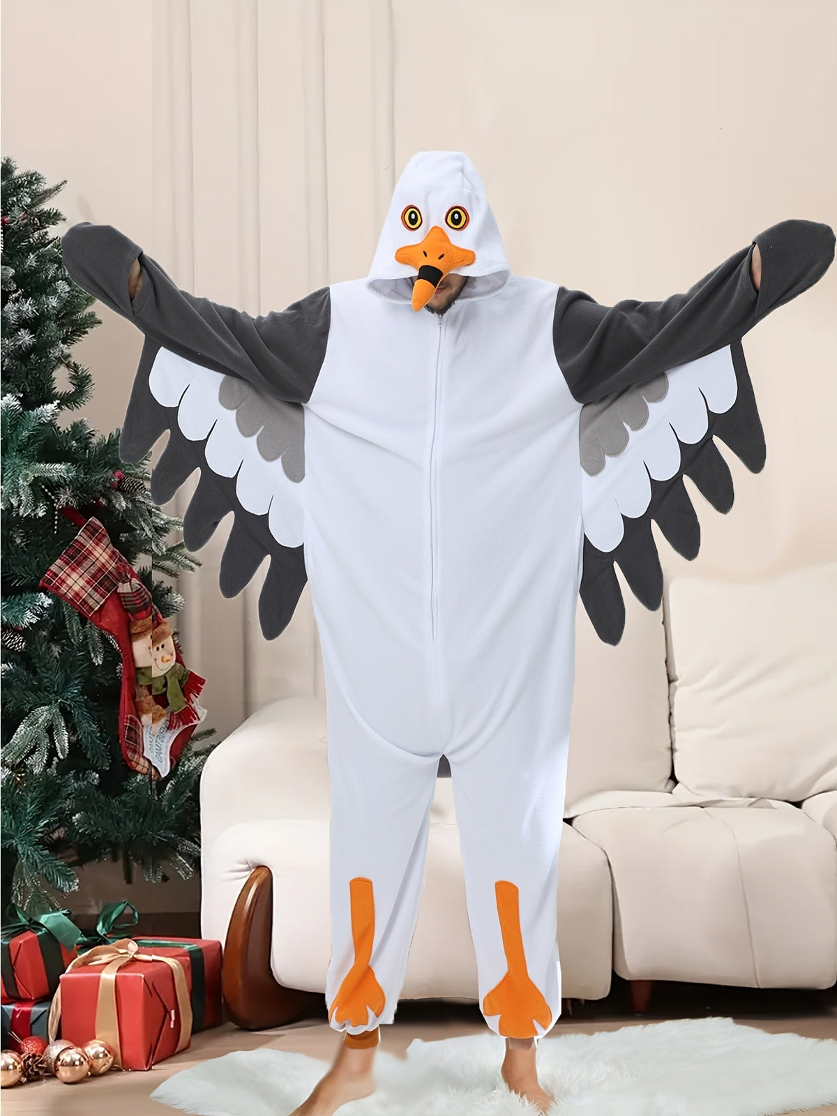 Seagull Cartoon Fleece Onesie Robe-1