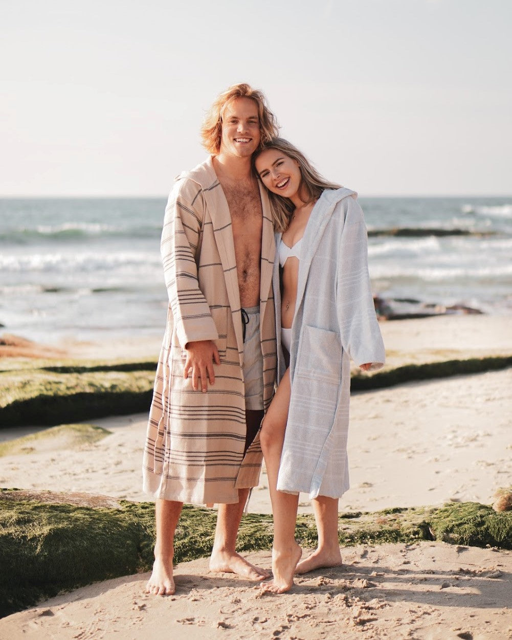 Del Mar Navy Turkish Towel Terry Bathrobe – 100% Turkish Cotton Hooded Unisex Spa Robe (S/M, L/XL)-3