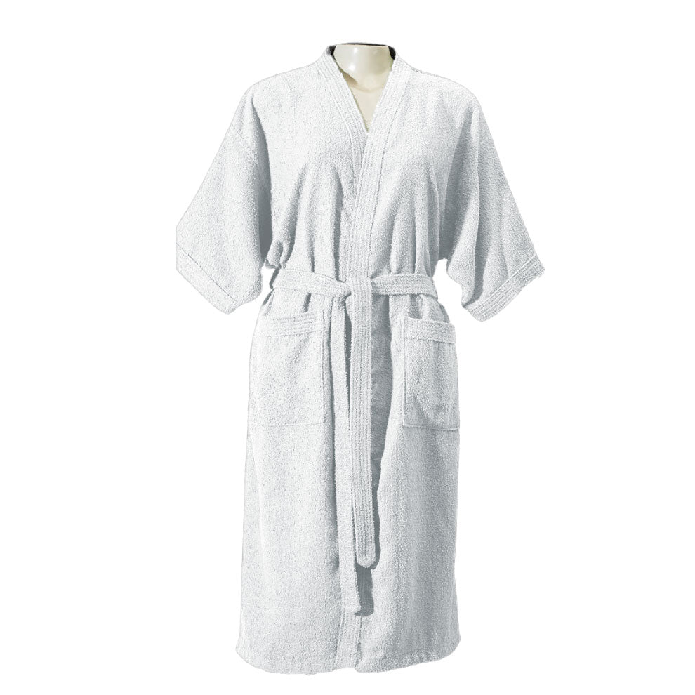Adult Terry Cotton Bathrobe 39.4 x 21.3 in – 100% Cotton Soft Absorbent Robe One Size-2
