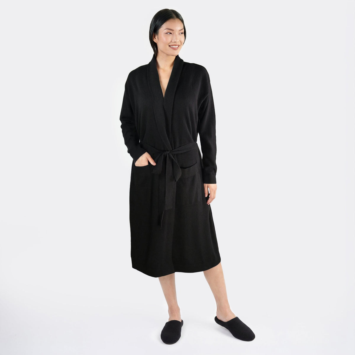 CASHMERE ROBE-BLACK-0