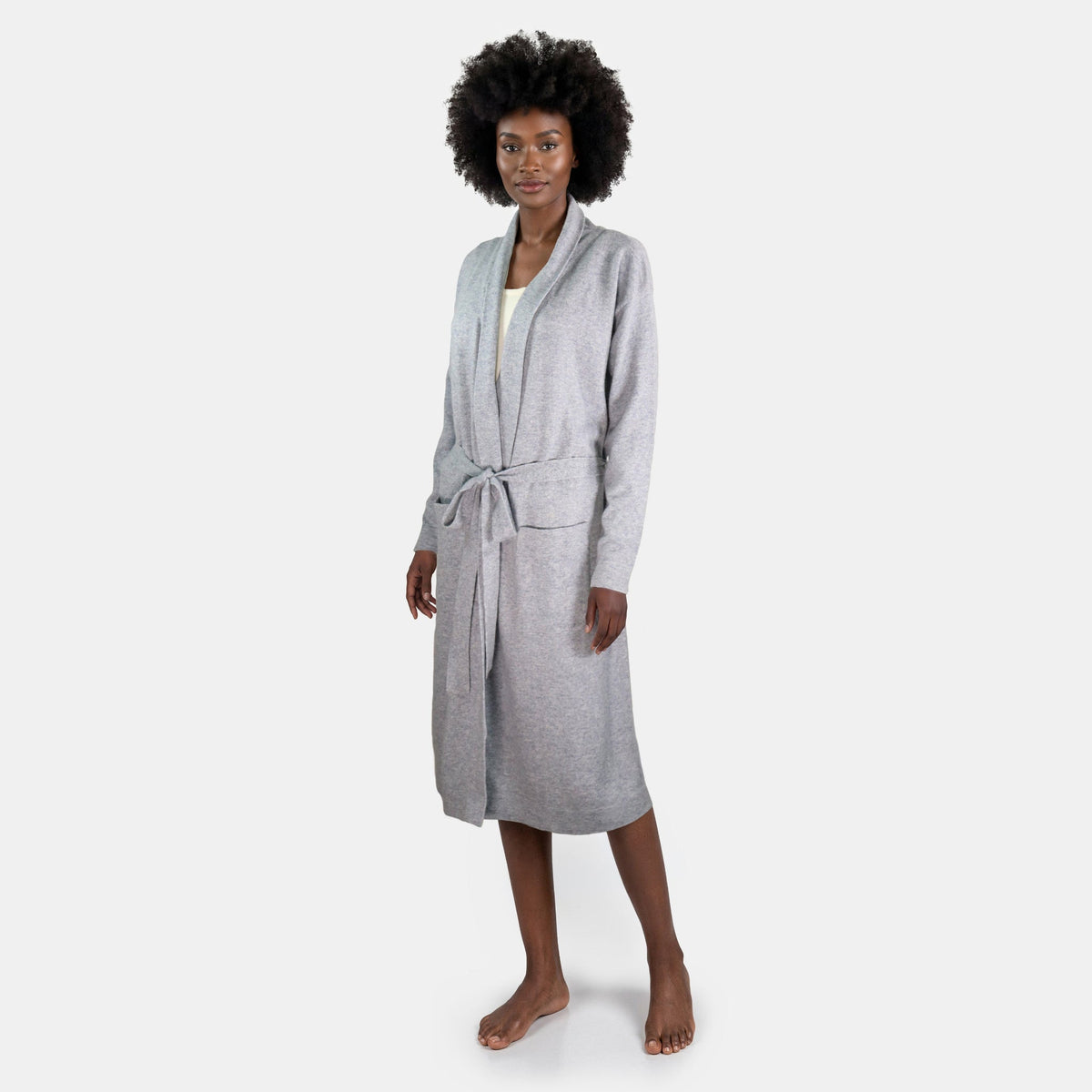 CASHMERE ROBE- LIGHT GREY-0