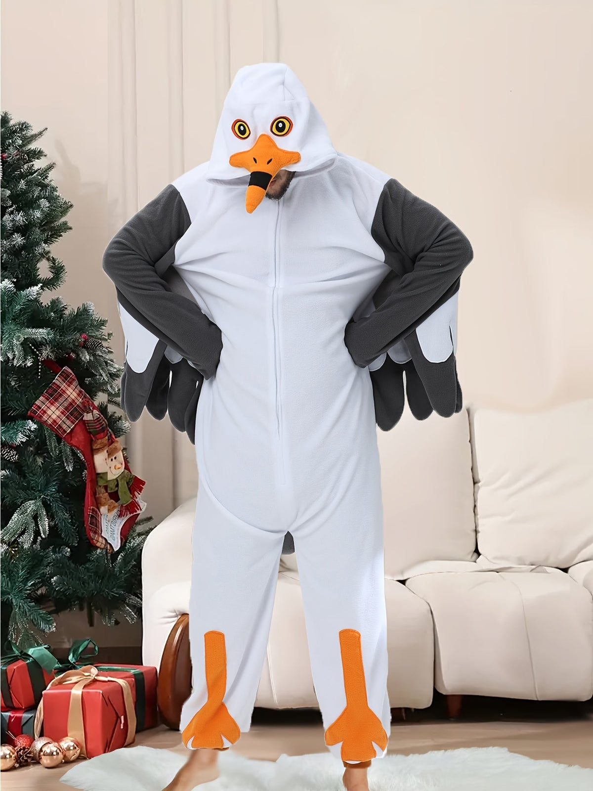 Seagull Cartoon Fleece Onesie Robe-2