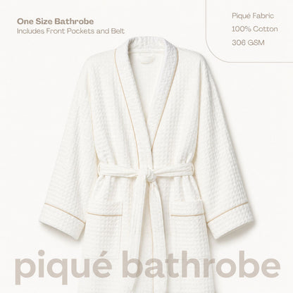 Charlo’s Adult Piqué Bathrobe – 100% Cotton Lightweight Robe, One Size-3