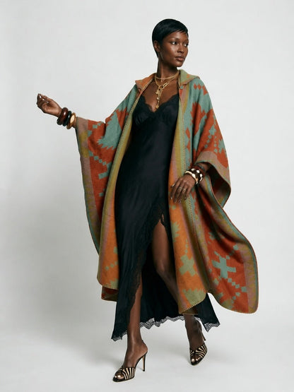 Wanderlust Geometric Hooded Kaftan-0
