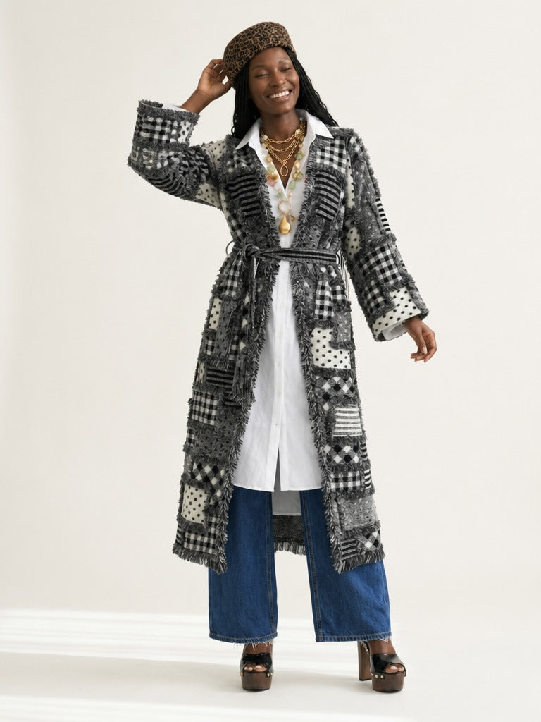Unique Patchwork Knit Kimono-1