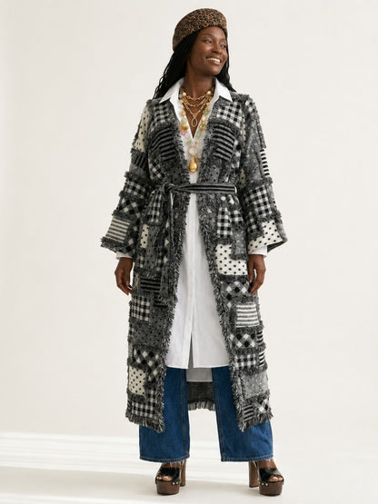 Unique Patchwork Knit Kimono-2