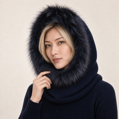 CASHMERE HOOD WITH FUR-5