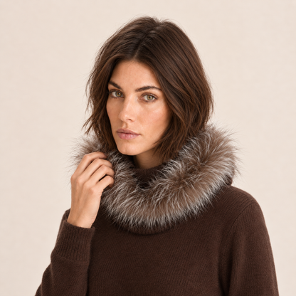 CASHMERE HOOD WITH FUR-1