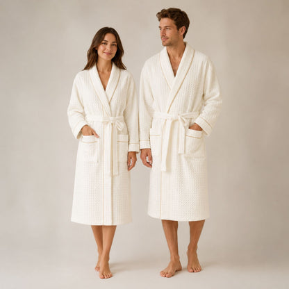 Charlo’s Adult Piqué Bathrobe – 100% Cotton Lightweight Robe, One Size-1