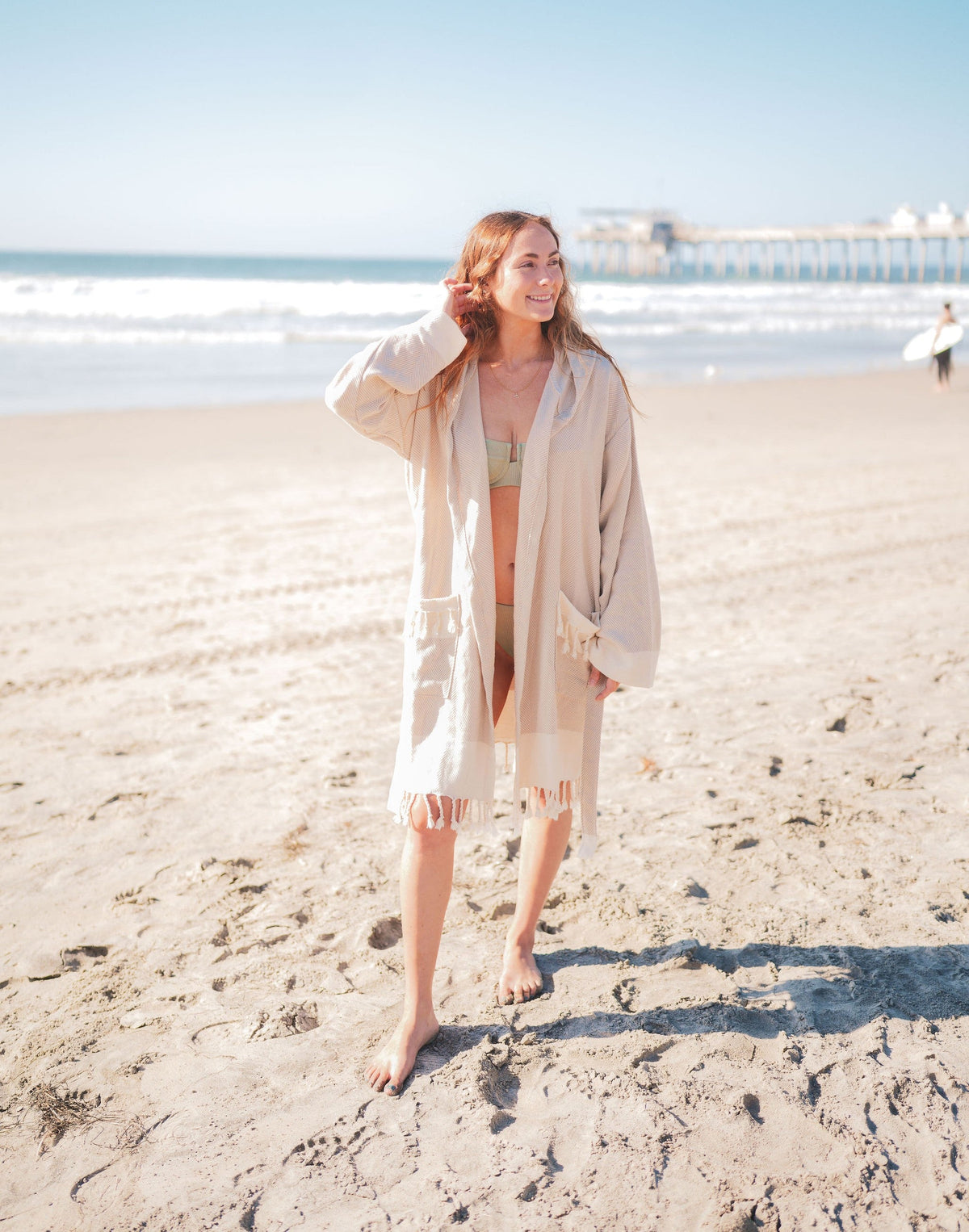Chevron Cotton Turkish Bathrobe – 100% Turkish Cotton Chevron Weave Unisex Robe (S/M, L/XL)-5