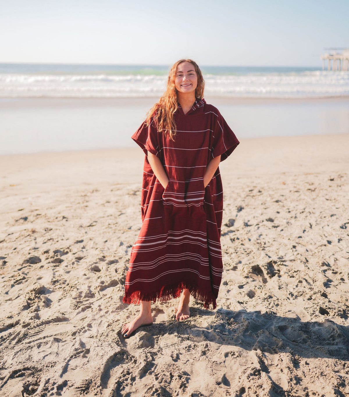 Delmar Terry Poncho – 100% Turkish Cotton Terrycloth Beach Cover-Up & Surf Poncho (One Size)-1