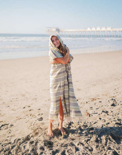 Santa Cruz Cotton Poncho – 100% Turkish Cotton Hooded Beach & Surf Cover-Up (One Size)-2