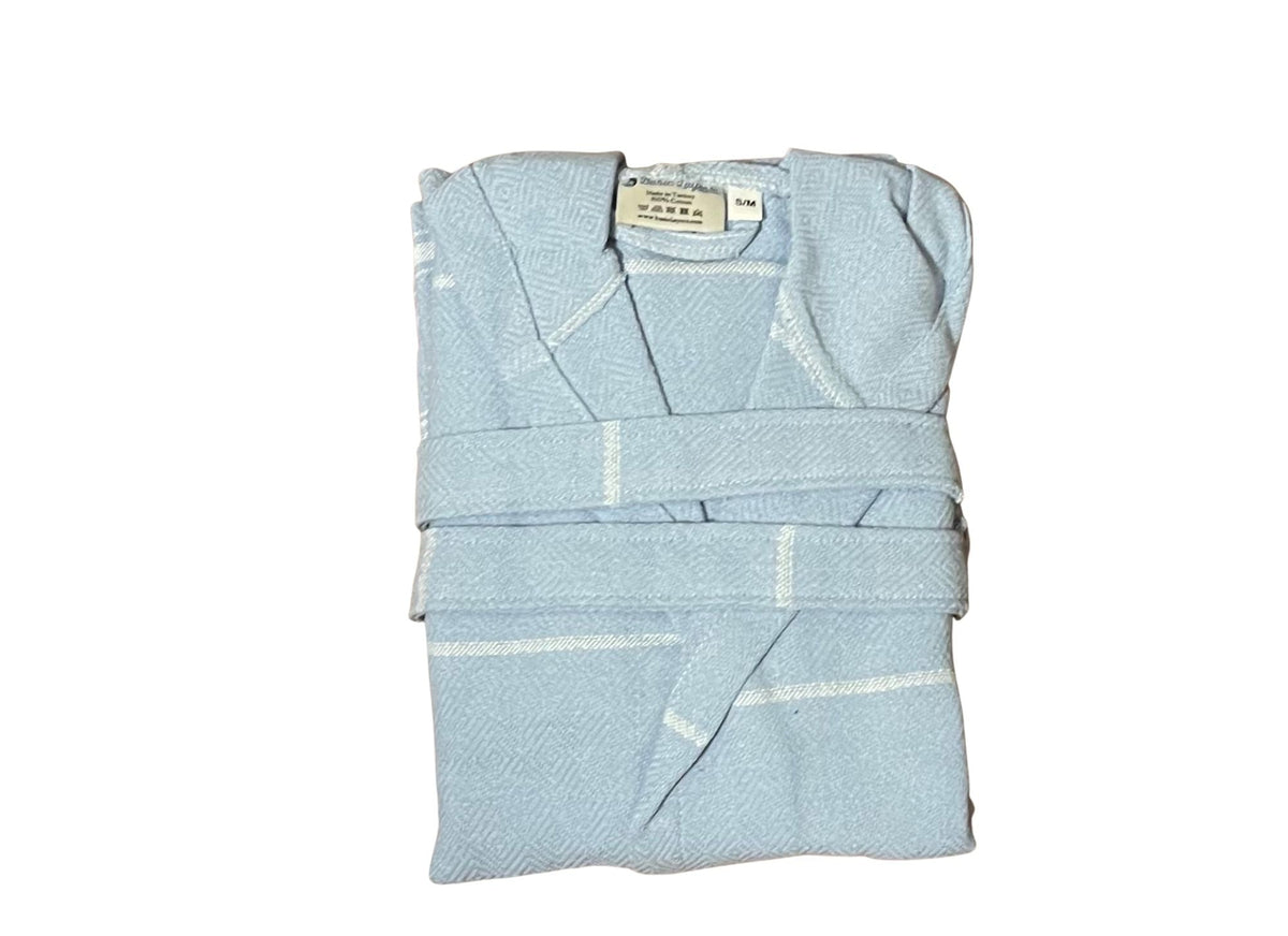 Del Mar Navy Turkish Towel Terry Bathrobe – 100% Turkish Cotton Hooded Unisex Spa Robe (S/M, L/XL)-8