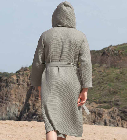 1038 Men's Hooded Turkish Cotton Waffle Robe
