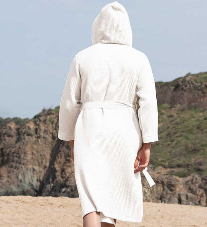 1038 Men's Hooded Turkish Cotton Waffle Robe