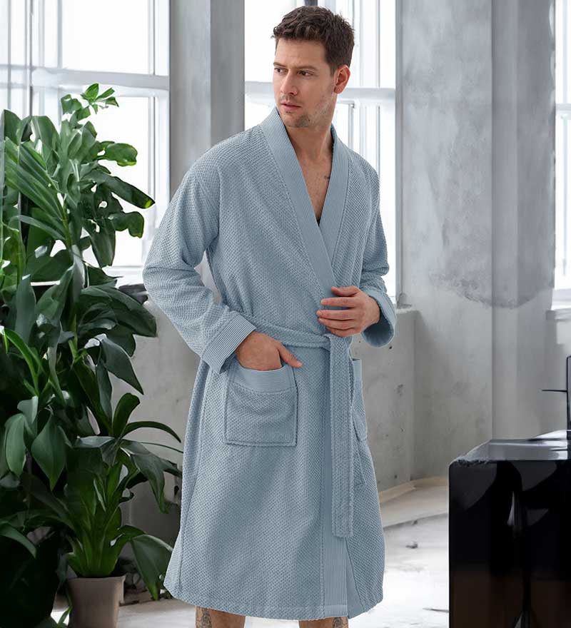 Men's Organic Turkish Terry Cloth Kimono Bathrobe-10