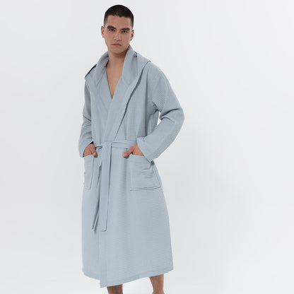 Men's Hooded Turkish Cotton Waffle Robe-8