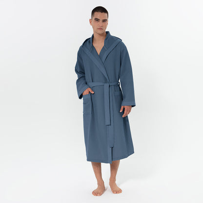 Men's Hooded Turkish Cotton Waffle Robe-0